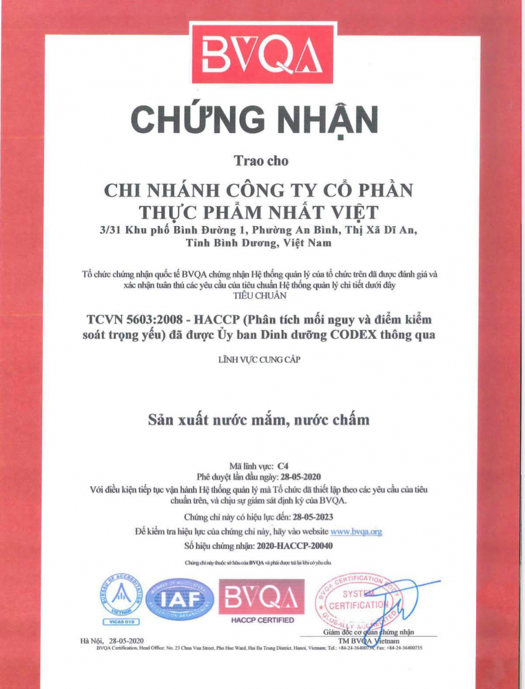 Chứng nhận HACCP